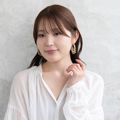 ピアス ニッケルフリー フェイクレザー ギャザー ベーシックカラー シルバー925ポスト フープピアス