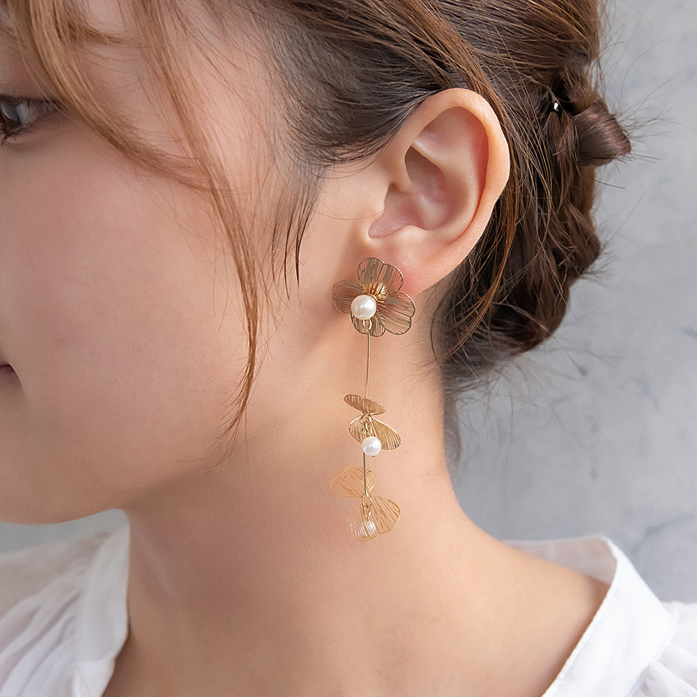 ピアス ニッケルフリー フラワー パール ステンレスポスト スタッドピアス