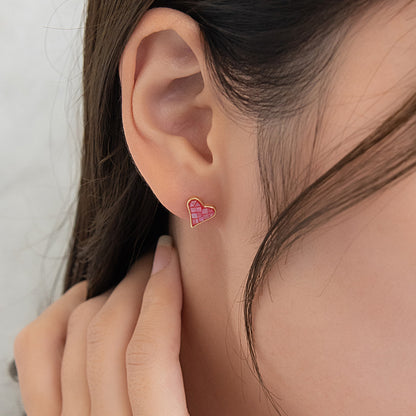 ピアス ニッケルフリー シェル メタル カラー ハート チタンポスト スタッドピアス