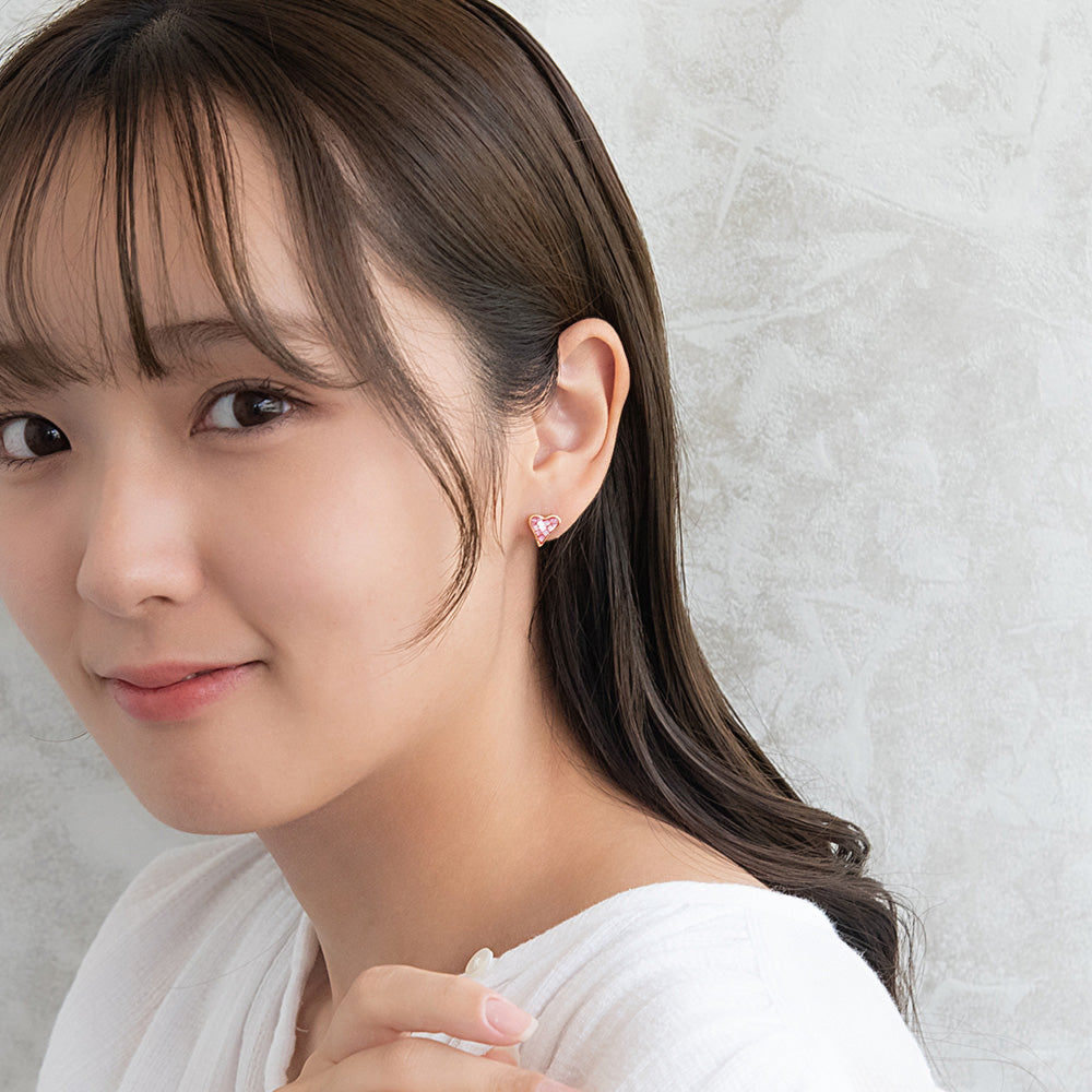 ピアス ニッケルフリー シェル メタル カラー ハート チタンポスト スタッドピアス