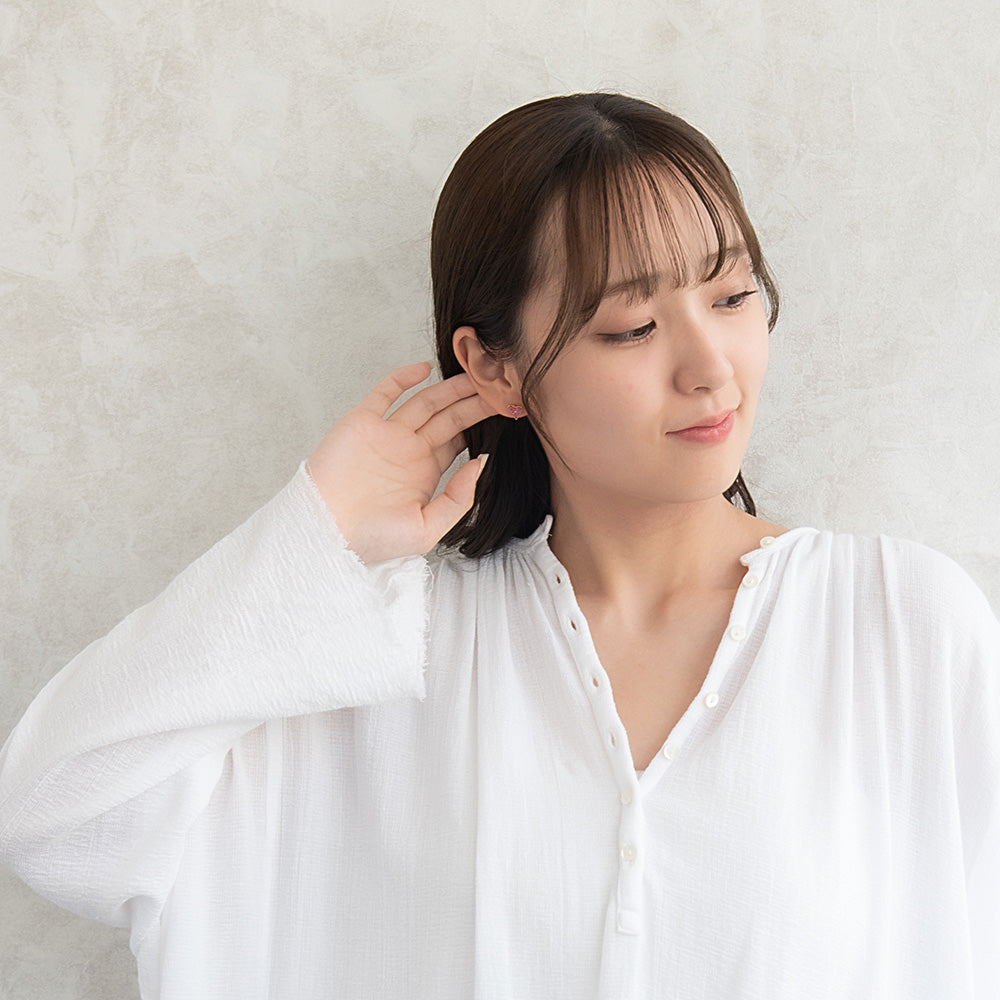 ピアス ニッケルフリー シェル メタル カラー ハート チタンポスト スタッドピアス