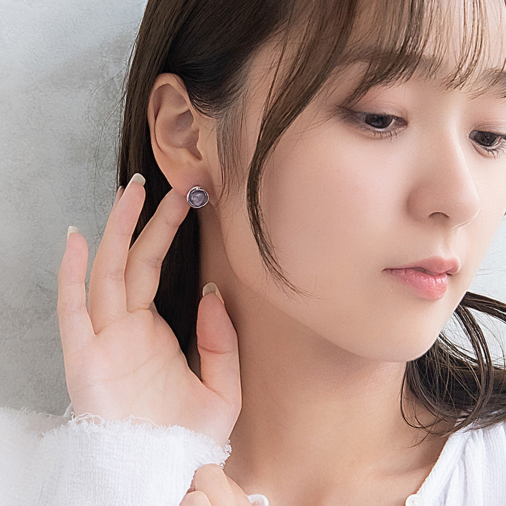 ピアス ニッケルフリー メタルフレーム ラメ くすみカラー サークル チタンポスト スタッドピアス