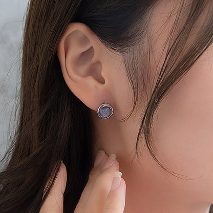 ピアス ニッケルフリー メタルフレーム ラメ くすみカラー サークル チタンポスト スタッドピアス