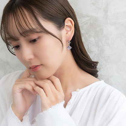 ピアス ニッケルフリー メタルフレーム ラメ くすみカラー スクエア チタンポスト スタッドピアス