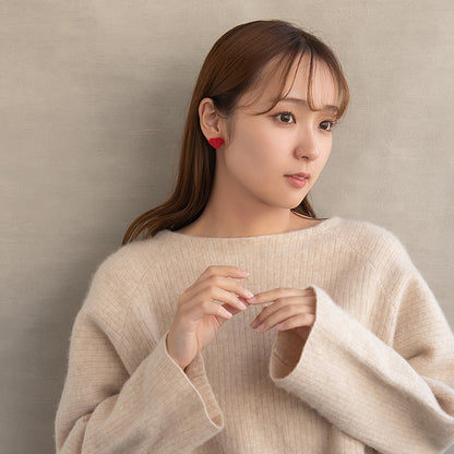 ピアス  ニッケルフリー ウール ハート チタンポスト スタッドピアス