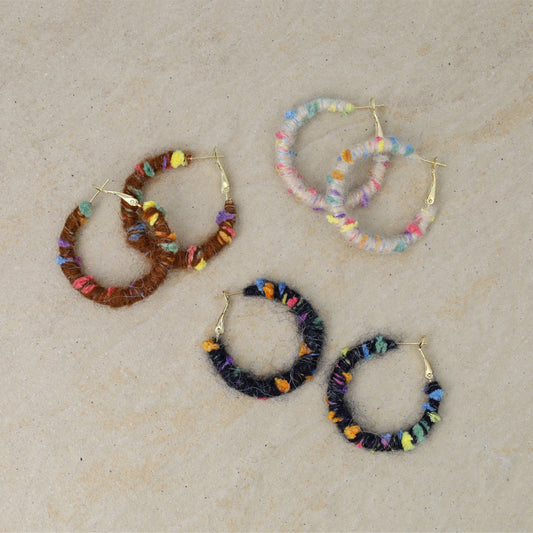 ピアス  ニッケルフリー 毛糸 フープピアス