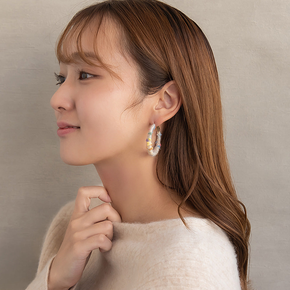 ピアス  ニッケルフリー 毛糸 フープピアス