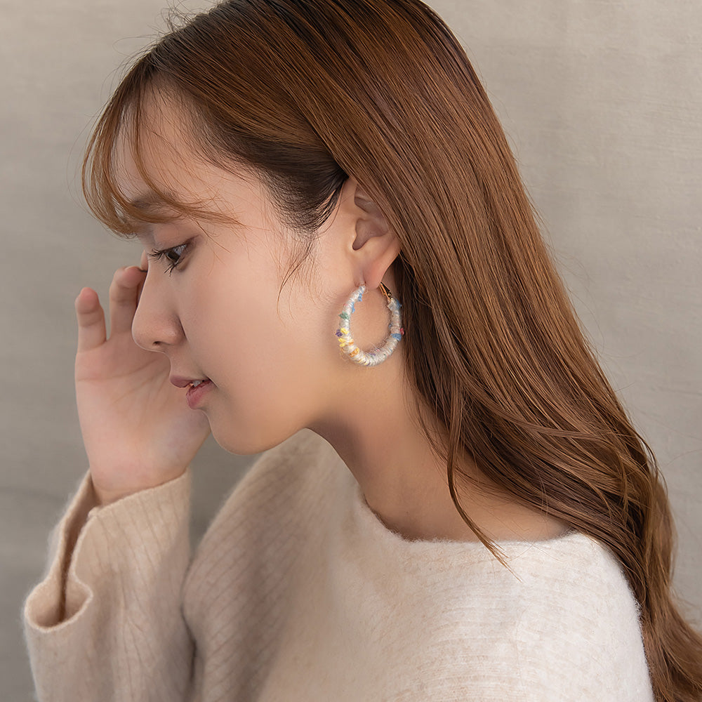 ピアス  ニッケルフリー 毛糸 フープピアス