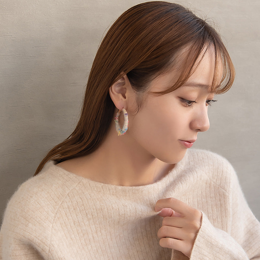 ピアス  ニッケルフリー 毛糸 フープピアス