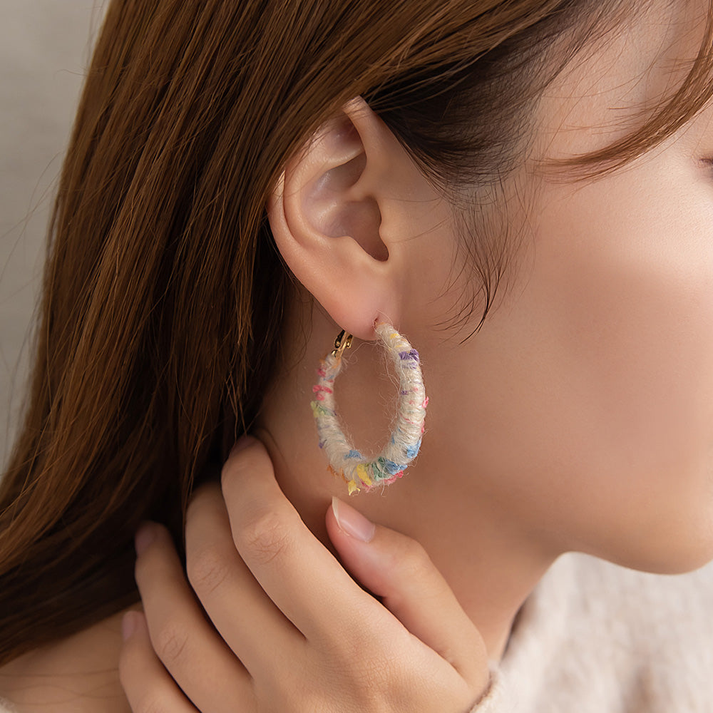 ピアス  ニッケルフリー 毛糸 フープピアス