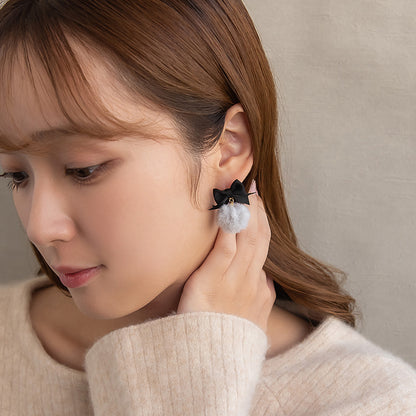 ピアス ニッケルフリー ファー リボン ステンレスポスト スタッドピアス