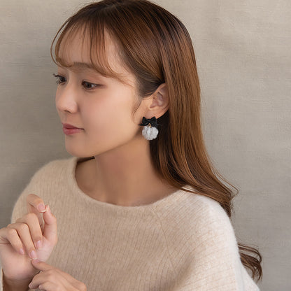 ピアス ニッケルフリー ファー リボン ステンレスポスト スタッドピアス