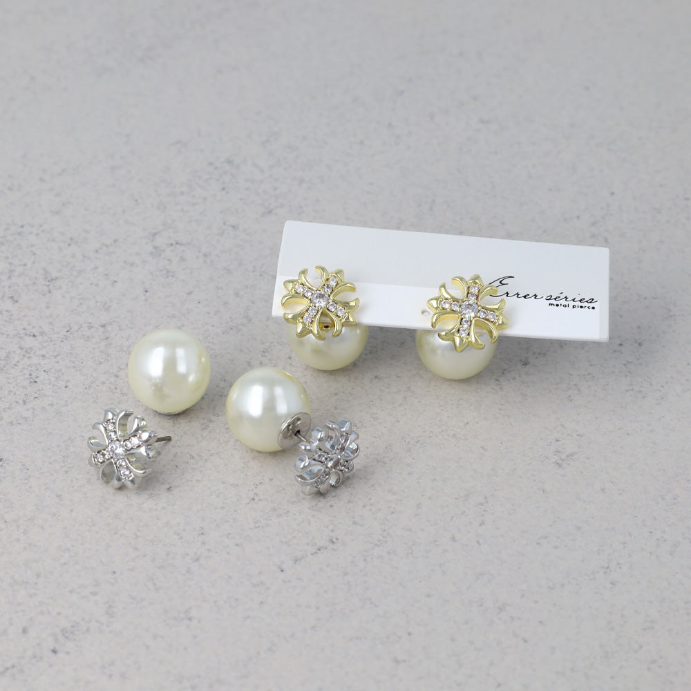 ピアス Errer series ニッケルフリー クロス パール バックキャッチ チタンポスト スタッドピアス