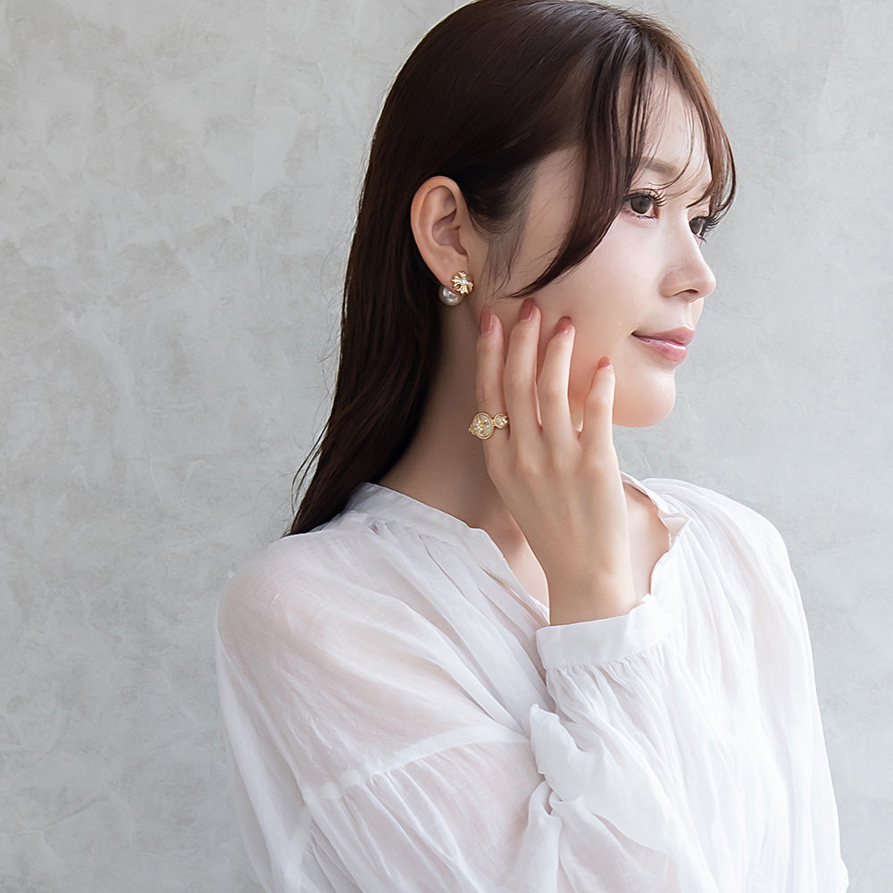 ピアス Errer series ニッケルフリー クロス パール バックキャッチ チタンポスト スタッドピアス