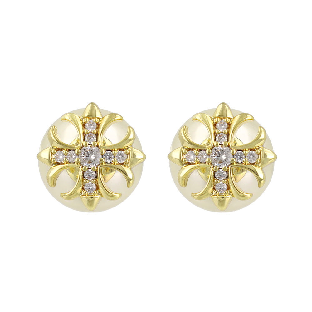 ピアス Errer series ニッケルフリー クロス パール バックキャッチ チタンポスト スタッドピアス