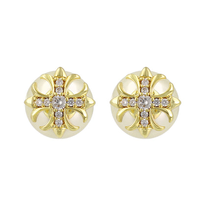 ピアス Errer series ニッケルフリー クロス パール バックキャッチ チタンポスト スタッドピアス
