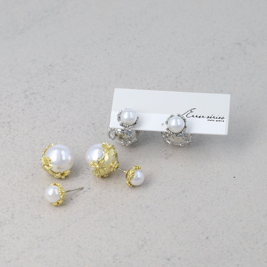 ピアス ニッケルフリー パール バックキャッチ チタンポスト スタッドピアス