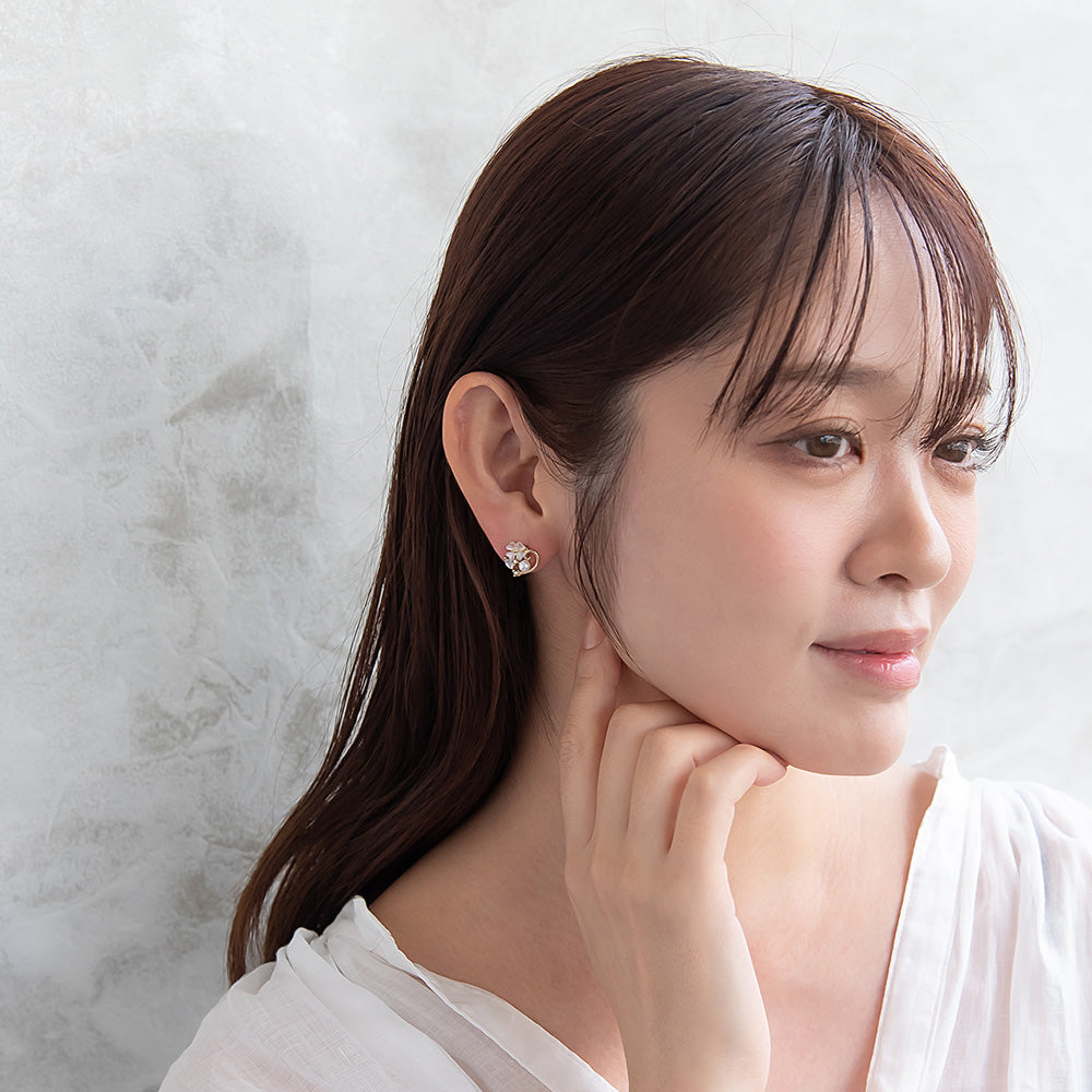 ピアス ニッケルフリー ハート フラワー パール チタンポスト スタッドピアス