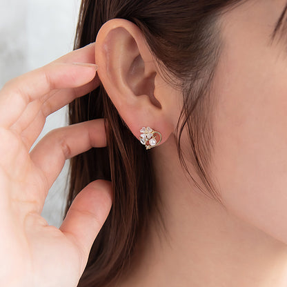 ピアス ニッケルフリー ハート フラワー パール チタンポスト スタッドピアス