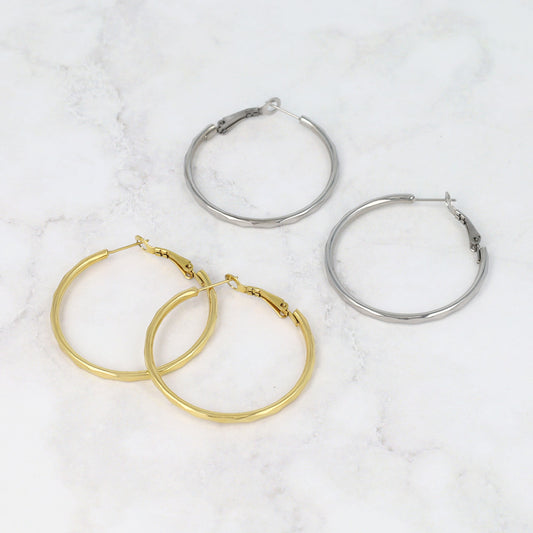 ピアス メタル ステンレスポスト フープピアス