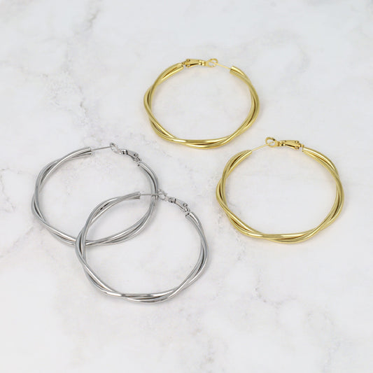ピアス メタル ステンレスポスト フープピアス