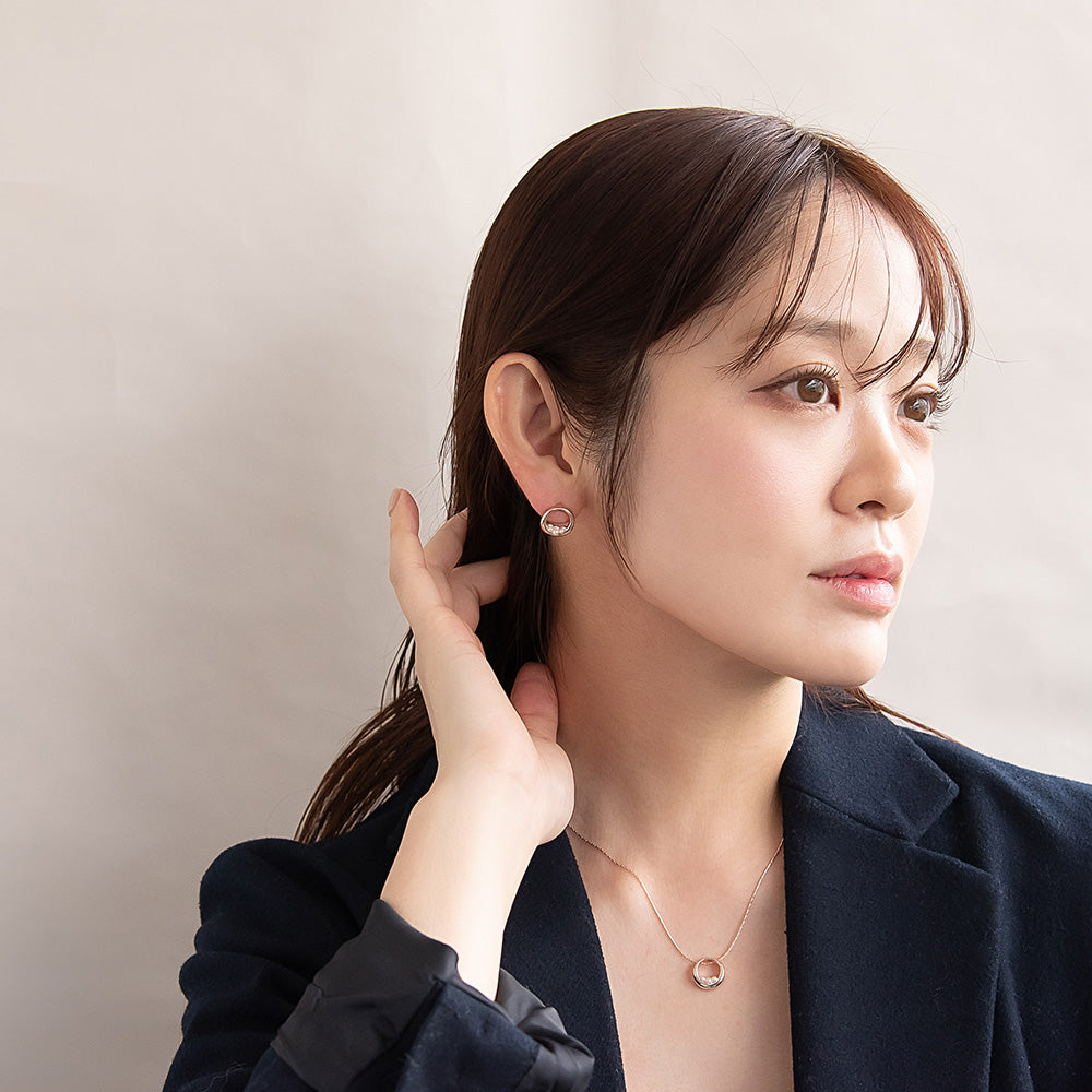 ピアス ニッケルフリー ロゼシルバー パール チタンポスト スタッドピアス