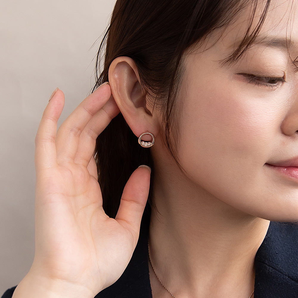 ピアス ニッケルフリー ロゼシルバー パール チタンポスト スタッドピアス