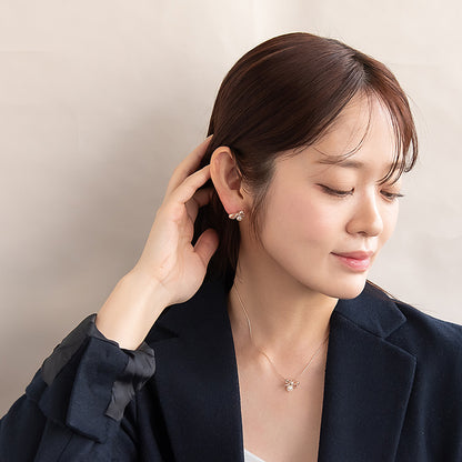 ピアス ニッケルフリー ロゼシルバー リボン チタンポスト スタッドピアス