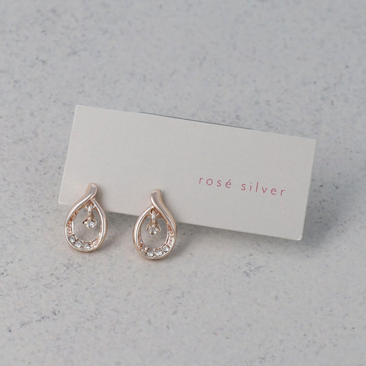ピアス ニッケルフリー ロゼシルバー ドロップ チタンポスト スタッドピアス