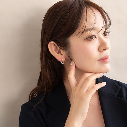 ピアス ニッケルフリー ロゼシルバー ドロップ チタンポスト スタッドピアス