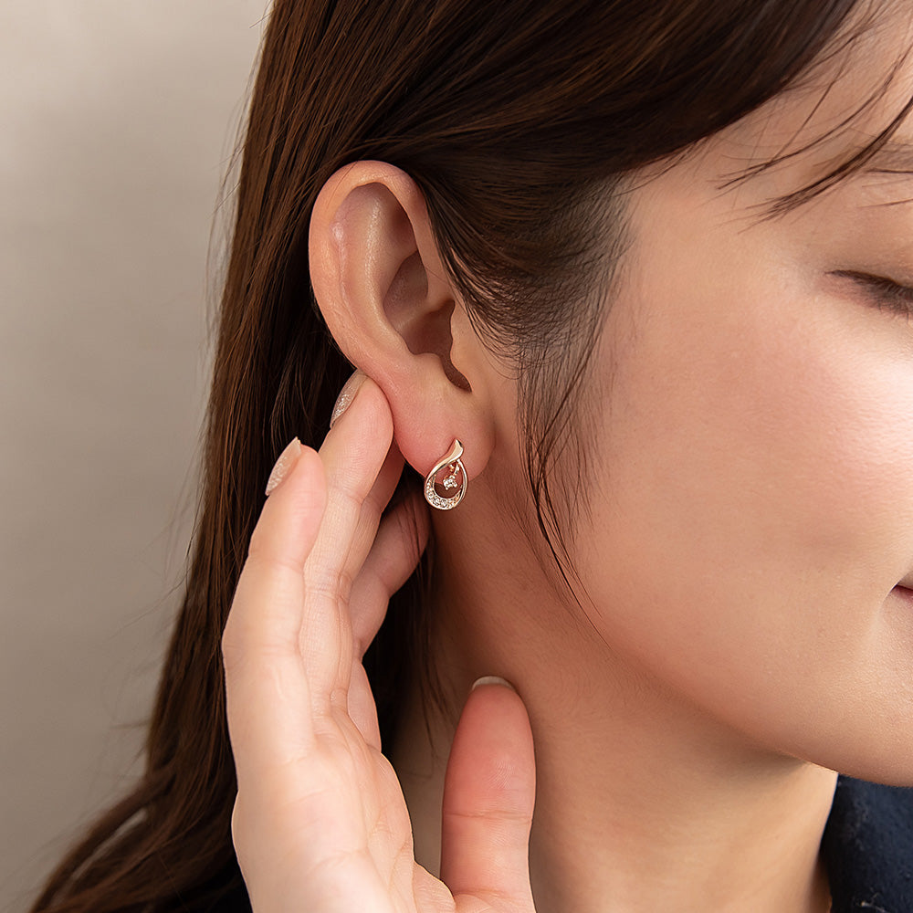 ピアス ニッケルフリー ロゼシルバー ドロップ チタンポスト スタッドピアス