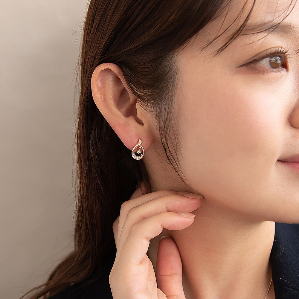 ピアス ニッケルフリー ロゼシルバー ドロップ チタンポスト スタッドピアス
