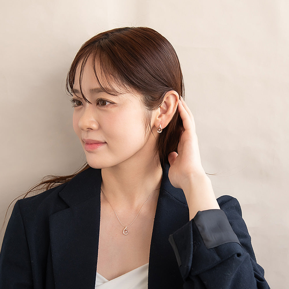 ピアス ニッケルフリー ロゼシルバー ドロップ チタンポスト スタッドピアス