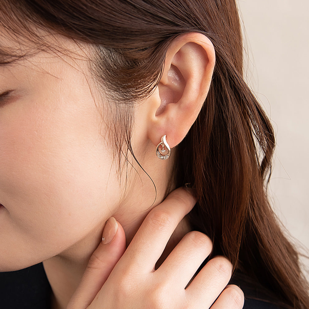 ピアス ニッケルフリー ロゼシルバー ドロップ チタンポスト スタッドピアス