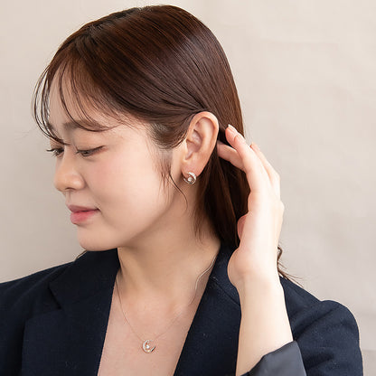 ピアス ニッケルフリー ロゼシルバー ムーン チタンポスト スタッドピアス