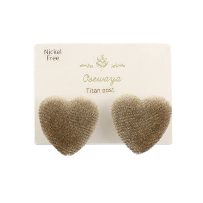 ピアス ニッケルフリー ベロア ハート チタンポスト スタッドピアス