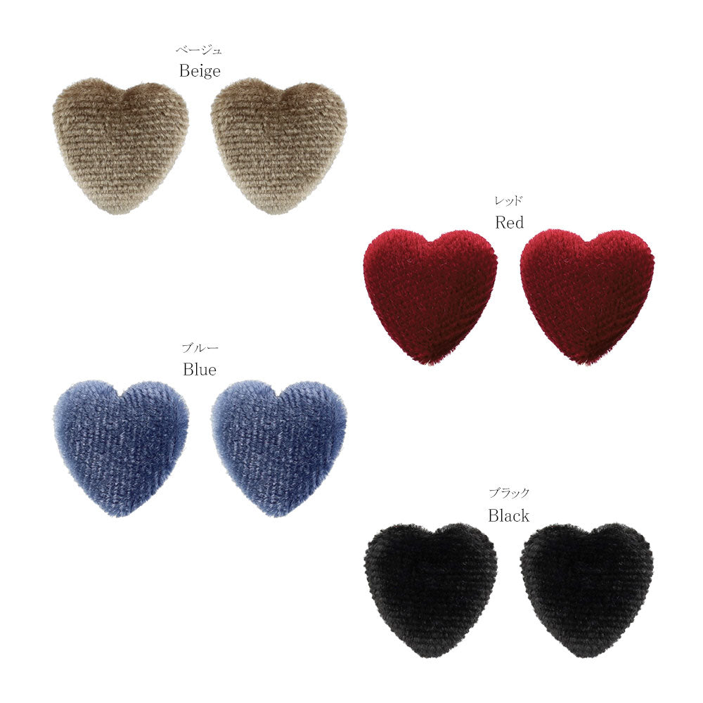 ピアス ニッケルフリー ベロア ハート チタンポスト スタッドピアス