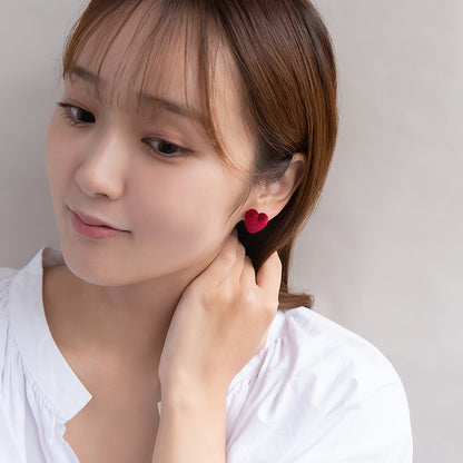 ピアス ニッケルフリー ベロア ハート チタンポスト スタッドピアス