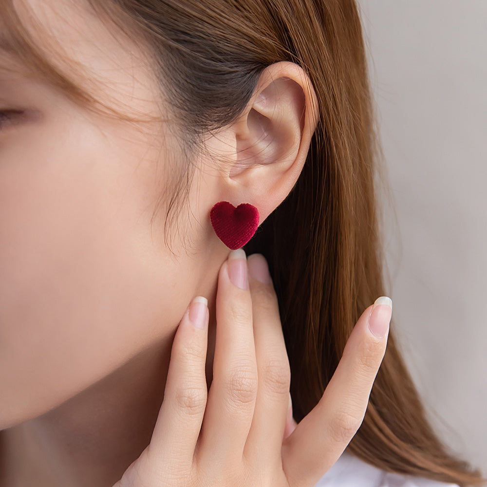 ピアス ニッケルフリー ベロア ハート チタンポスト スタッドピアス