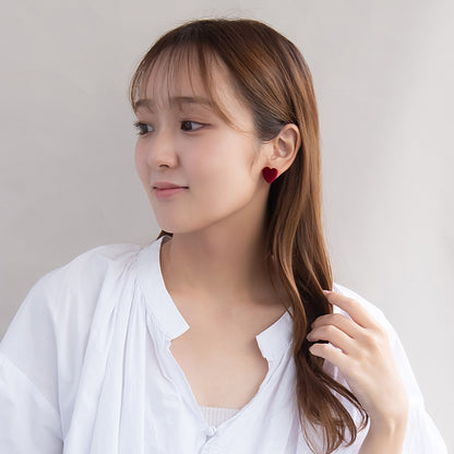 ピアス ニッケルフリー ベロア ハート チタンポスト スタッドピアス