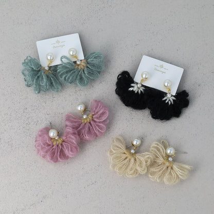 ピアス 毛糸 パール ステンレスポスト スタッドピアス