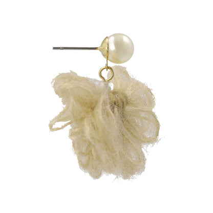 ピアス 毛糸 パール ステンレスポスト スタッドピアス