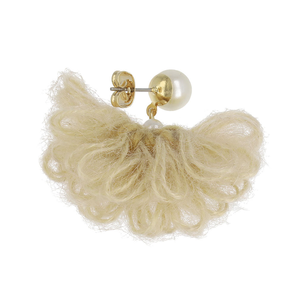 ピアス 毛糸 パール ステンレスポスト スタッドピアス