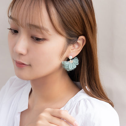 ピアス 毛糸 パール ステンレスポスト スタッドピアス