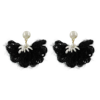 ピアス 毛糸 パール ステンレスポスト スタッドピアス