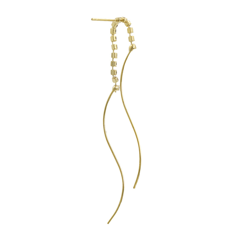 ピアス ニッケルフリー メタル ダブル ウェーブライン ストーン スタッドピアス