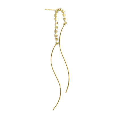 ピアス ニッケルフリー メタル ダブル ウェーブライン ストーン スタッドピアス