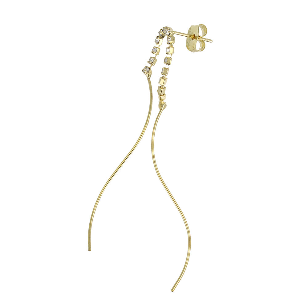 ピアス ニッケルフリー メタル ダブル ウェーブライン ストーン スタッドピアス