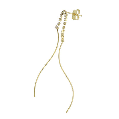 ピアス ニッケルフリー メタル ダブル ウェーブライン ストーン スタッドピアス