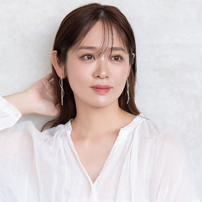 ピアス ニッケルフリー メタル ウェーブライン ストーン スタッドピアス